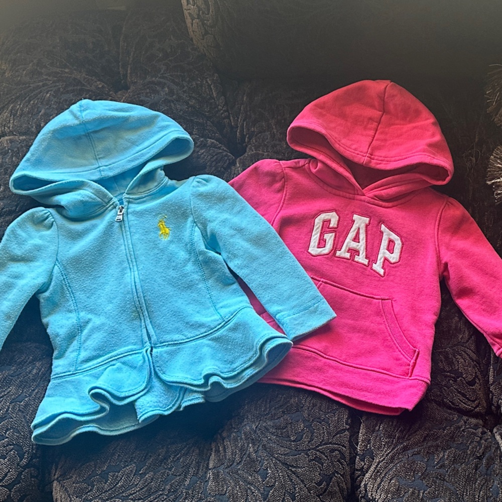 Ralph Lauren Light Blue Peplum Hoodie with Yellow Pony - Kids